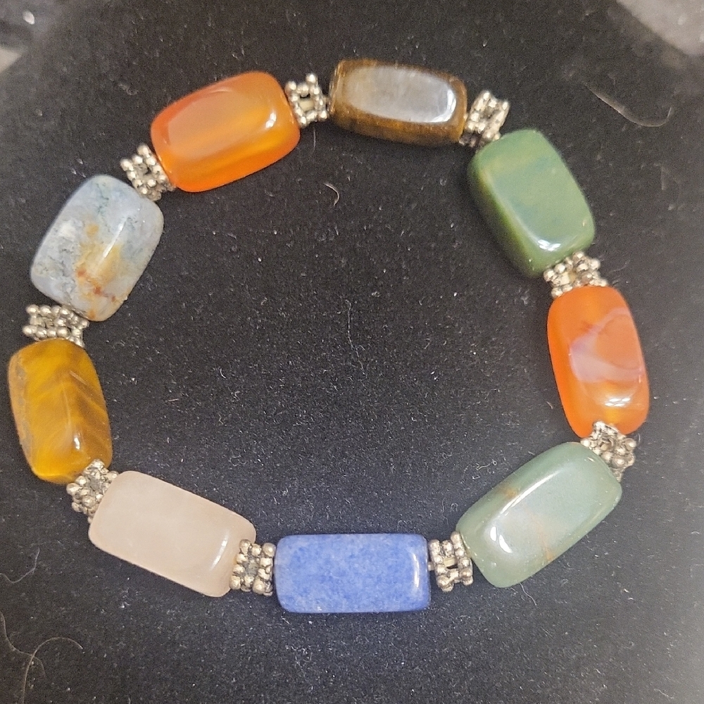 Multicolor Rectangular Gemstone Stretch Bracelet for Women Jay King